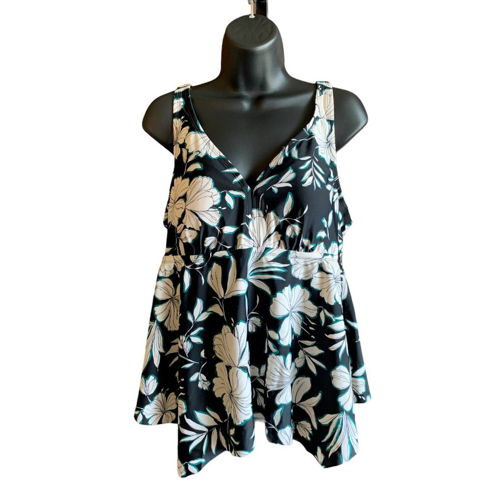 Women's Plus Size Over The Shoulder Tankini Top